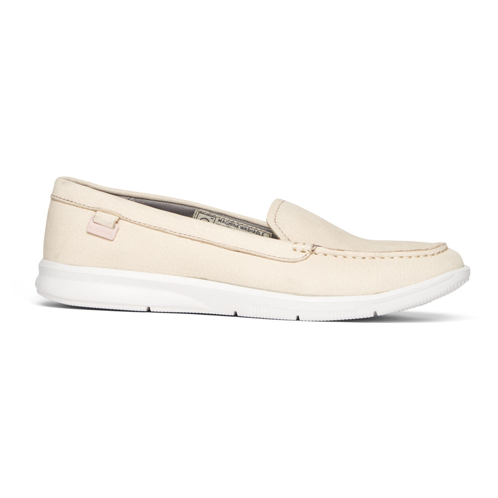 Mocasines Rockport Mujer Mexico - Ayva Washable Blancos - CIPHW8349